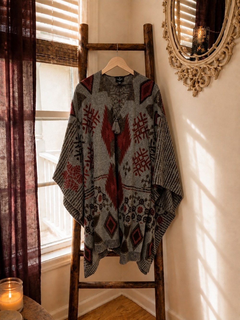 American Eagle Snowflake Knit Kimono Fall And Winter Cozy Boho